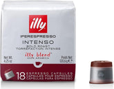 illy front packaging showing 18-count capsules and premium dark roast benefit
