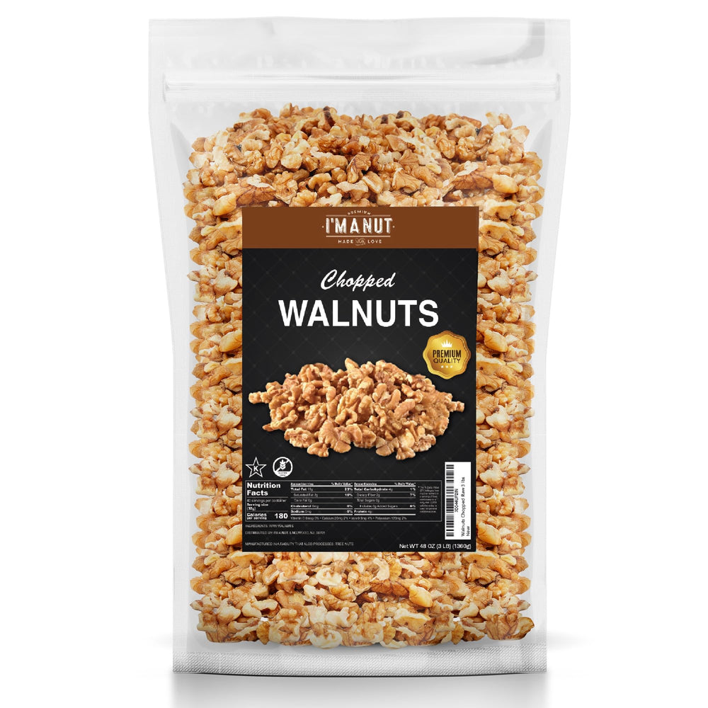 I'm A Nut front packaging showing 48oz pouch and clear branding benefits freshness