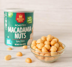Imperial Nuts close-up of roasted macadamia kernels highlighting golden roast and crunch