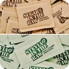 IN THE RAW turbinado sugar crystals close-up highlighting natural molasses flavor and texture