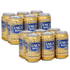 Inca Kola front-facing 12oz can showing label and bright golden color for instant recognition