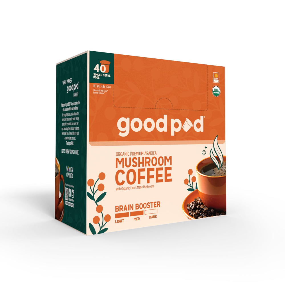 INDEPENDENCE COFFEE CO. front packaging showing 40-count pod box and benefits