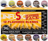 InfuSio front packaging showing 96-count variety pack and flavor list benefit convenience