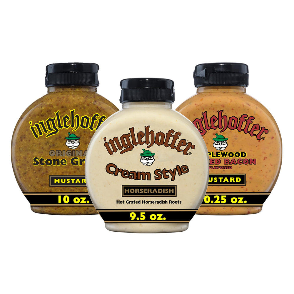 Inglehoffer 3-pack front packaging shows all three jars and versatility