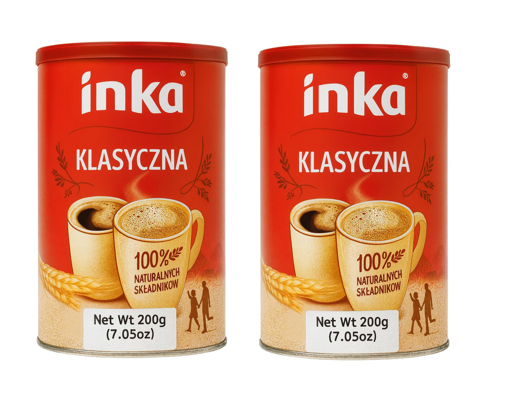 Inka Corp. two 7oz cans front packaging showing label and size, easy pantry storage benefit
