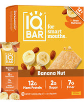 IQBAR banana nut front packaging showing clean-label benefits