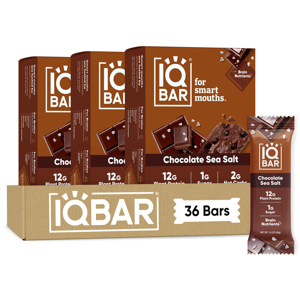 IQBAR chocolate sea salt front packaging showing clean-label benefit
