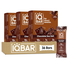 IQBAR chocolate sea salt front packaging showing clean-label benefit