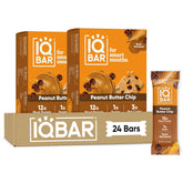 IQBAR front packaging showing peanut butter chip flavor and clean label benefits