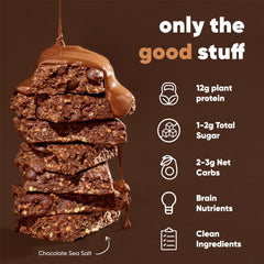 IQBAR unwrapped single bar texture close-up showing dense protein and low sugar appeal