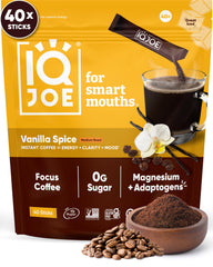 IQBAR Vanilla Spice front packaging showing 40 stick packs for convenient energy