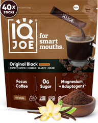 IQBAR IQJOE front box showing Original Black pack and benefits