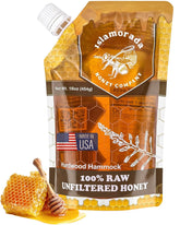 Islamorada Honey Company front pouch showing organic raw honey benefits
