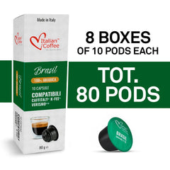 Italian Coffee For Espresso Lovers open box with pods visible highlighting organized 10-pod boxes convenience