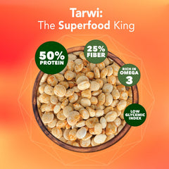 It's Good Energy close-up of tarwi texture showing crunchy protein-rich pieces