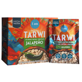 It's Good Energy front pouch showing tarwi jalapeño snack and brand benefits