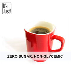 It's Just! monkfruit powder dissolving in coffee for zero-calorie sweetness