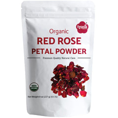 Iyasa Holistics front packaging of 8oz rose petal powder showing brand and size benefit