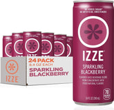 IZZE blackberry front packaging shows bold label and vibrant color, appealing refreshment
