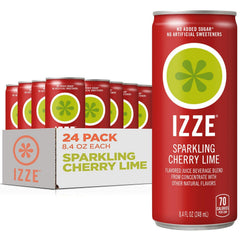 IZZE front can showing Cherry Lime branding and bright red-green design for quick recognition