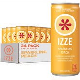 IZZE front pack of 24 cans showing Peach and variety, convenient party supply