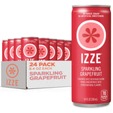 IZZE front packaging showing grapefruit cans and bold branding, highlights convenience