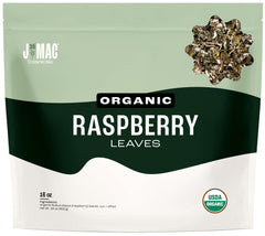 J MAC BOTANICALS front bag view showing organic label and resealable benefit