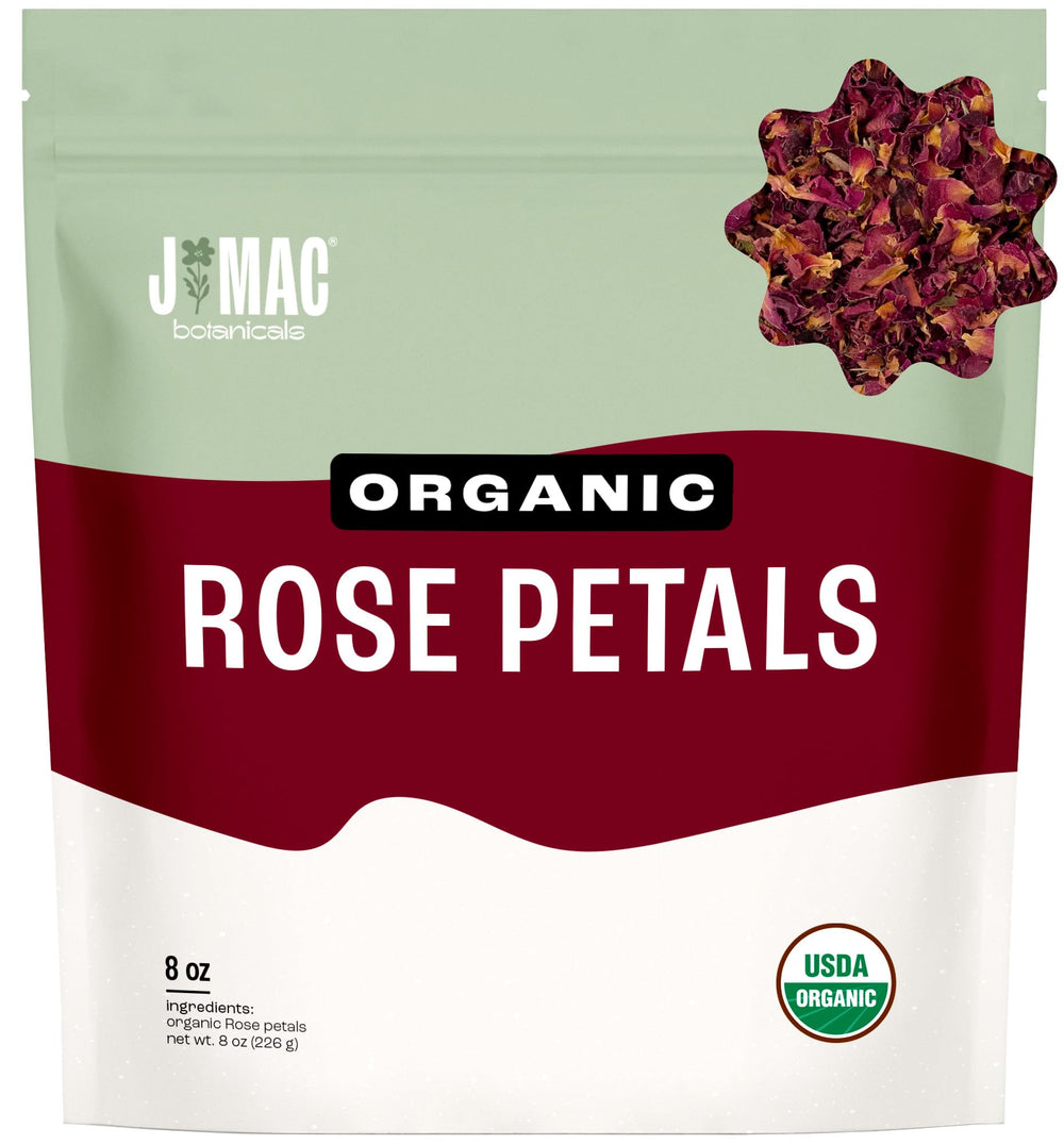 J MAC BOTANICALS front packaging showing organic bag and volume benefit