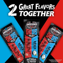 Jack Link's two sticks visible inside an unopened pack for easy portion control benefit