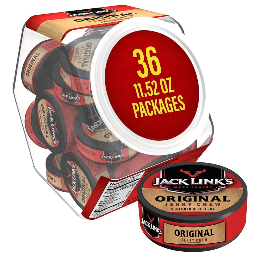 Jack Link's front packaging tin showing compact portable snack and convenience