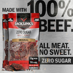 Close-up of Jack Link's jerky texture highlighting lean beef and smoky surface