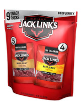 Jack Link's variety pack front view showing nine single-serve bags and easy grab benefit
