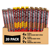 Jack Link's variety pack front showing 20-stick assortment and branding