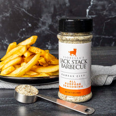 Fiorella's Jack Stack Barbecue steak rub close-up granules highlighting bold crust benefits