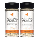 Fiorella's Jack Stack front packaging shows two 7oz jars and clear branding benefit: ready-to-use seasoning