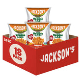 Jackson's cheddar front packaging showing 1 oz bag and branding, highlights convenient portioning