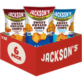 Jackson's front packaging showing six 7oz bags and variety appeal for easy stocking
