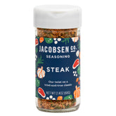 Jacobsen Salt Co. front jar showing label and 2.4 oz size, highlights quality