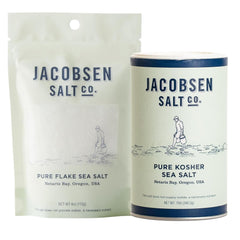 Jacobsen front packaging showing two sea salt jars and premium gift appeal