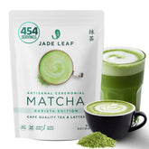 Jade Leaf Matcha front pouch showing size and resealable benefit