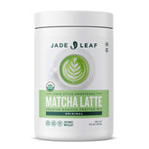 Jade Leaf Matcha front tub showing product branding and size, highlighting convenience