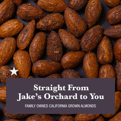 Jake's Nut Roasters label detail showing farm-to-market messaging and ingredient transparency benefit