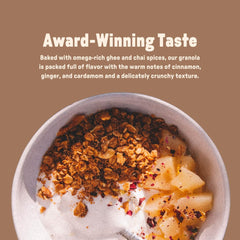 Jamie's Farm flatlay with oats and chai spices showing quality sourcing benefit