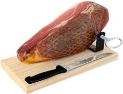 Jamonprive front packaging showing boneless ham and stand, ready to serve benefit