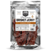 J&K Beef Brisket Jerky front packaging showing resealable 7oz bag and BBQ branding