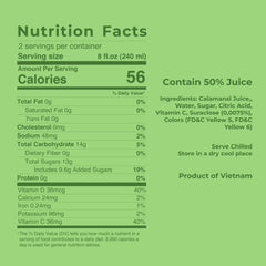 Jans ingredient label close-up showing calamansi extract and simple ingredients