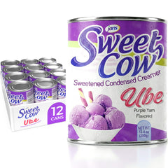 Jans ube condensed milk front can showing packaging and ube flavor benefits