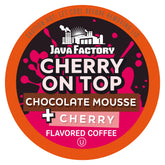 Java Factory front packaging showing 40-count cherry flavored pods and convenience