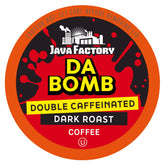 Java Factory front packaging showing 40-count high caffeine pods and bold branding