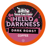 Java Factory front packaging showing bold dark roast and 40-count convenience